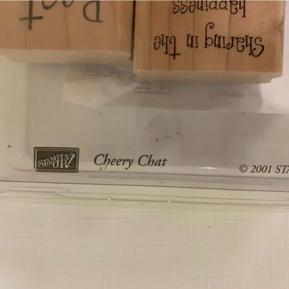 STAMPIN' UP Cheery Chat Wooden Rubber Stamp 2001 8 Set Birthday Best Wish Thanks